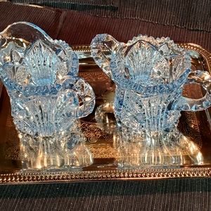 Antique American Brilliant Blue Creamer & Sugar